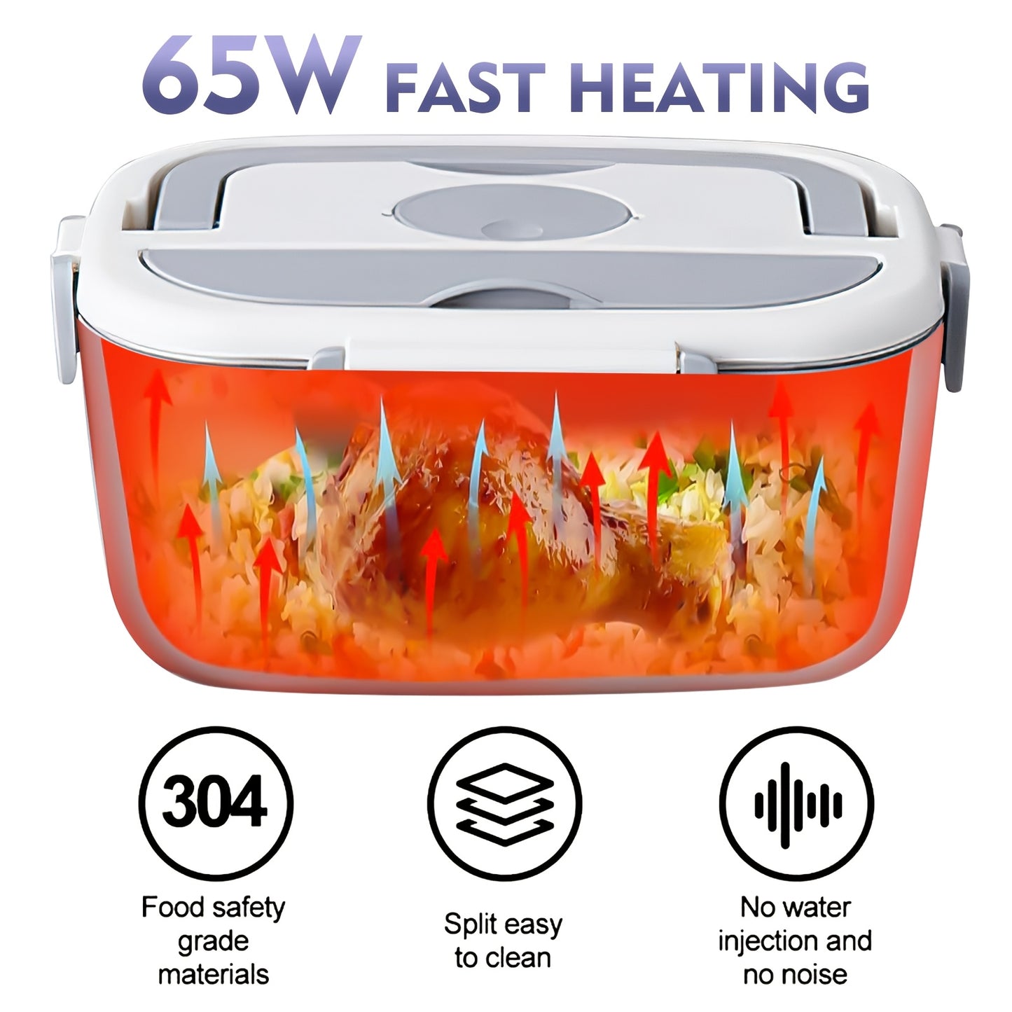 3 In1 Electric Lunch Box Food Heater, 65W Fast Heated