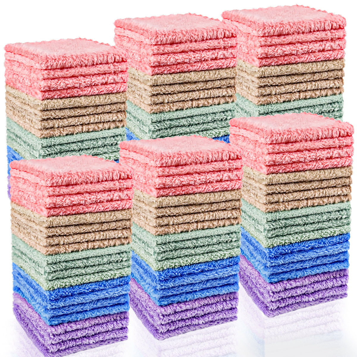 20Pcs Soft & Absorbent Solid Color Washcloths for Bathroom Essentials