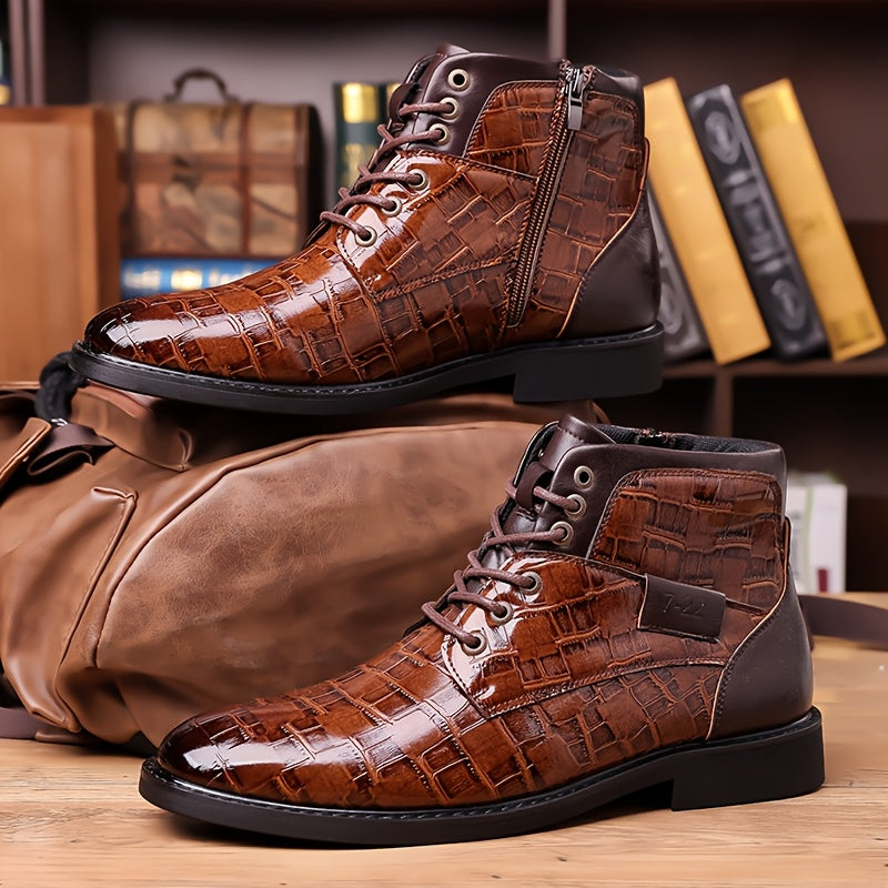 Men's Business Formal Boots With Side Zipper For All Seasons