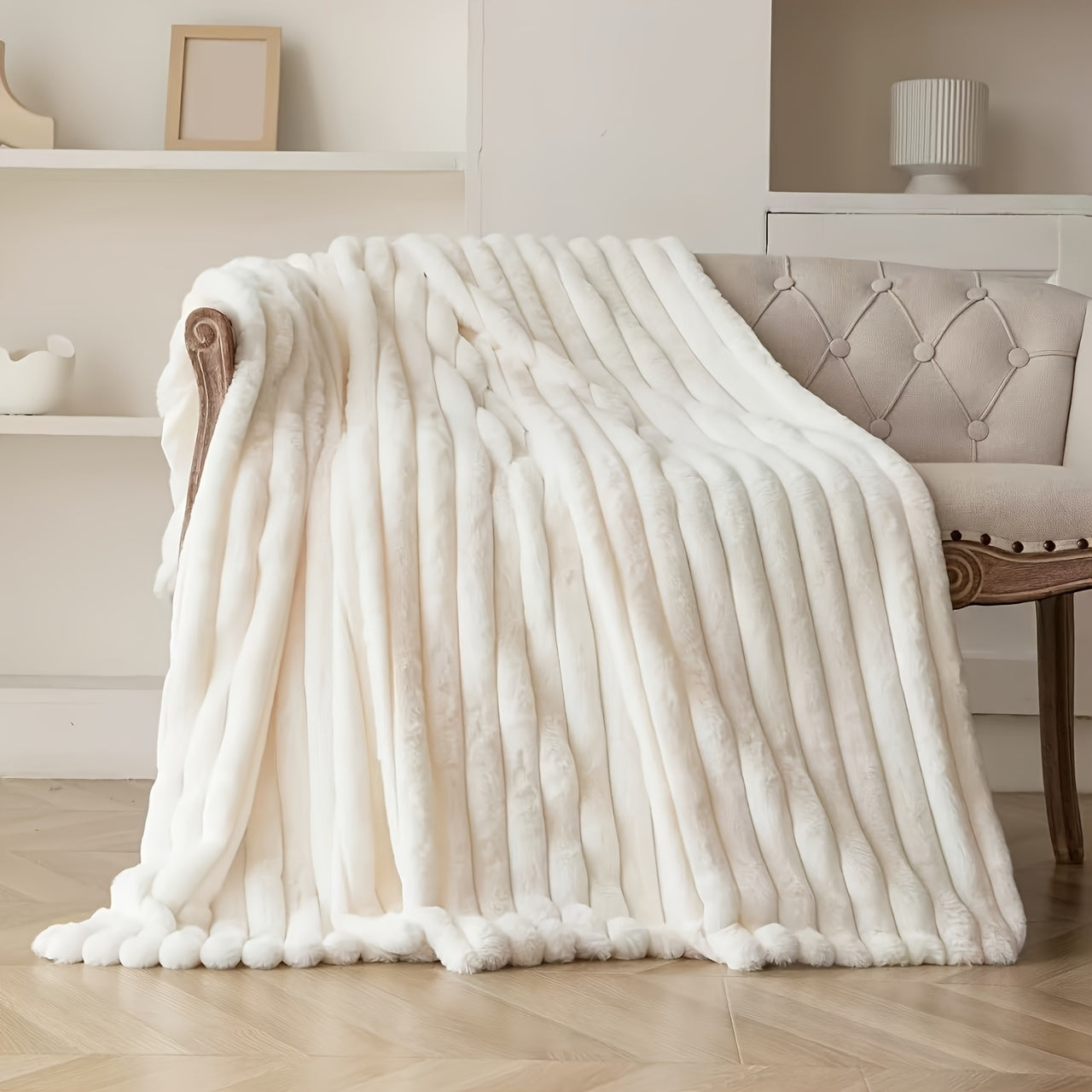 Cozy Soft Luxurious Red Faux Rabbit Fur Flannel Blanket