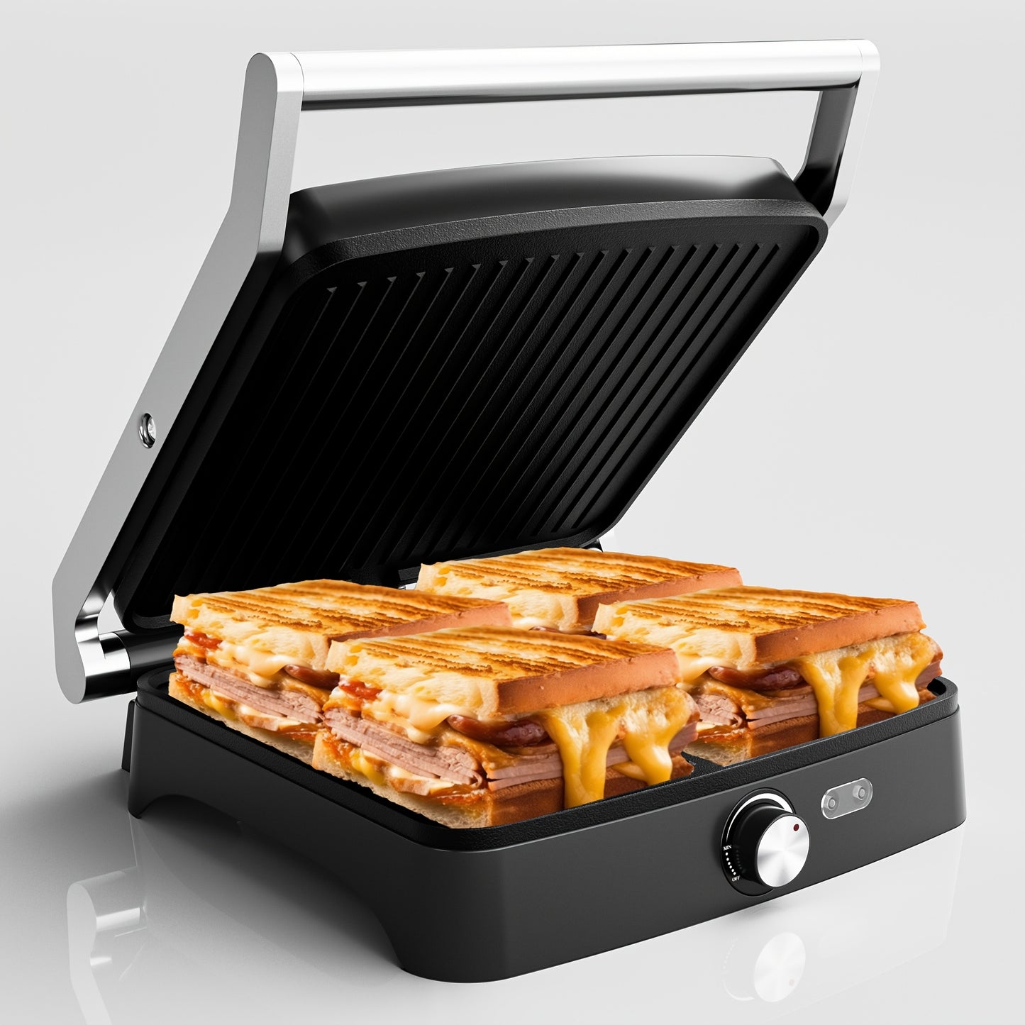 3-in-1 Panini Press - 4-Slice Grill Sandwich Maker