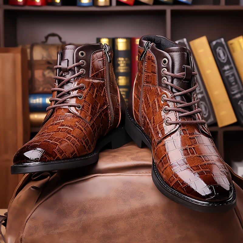 Men's Business Formal Boots With Side Zipper For All Seasons