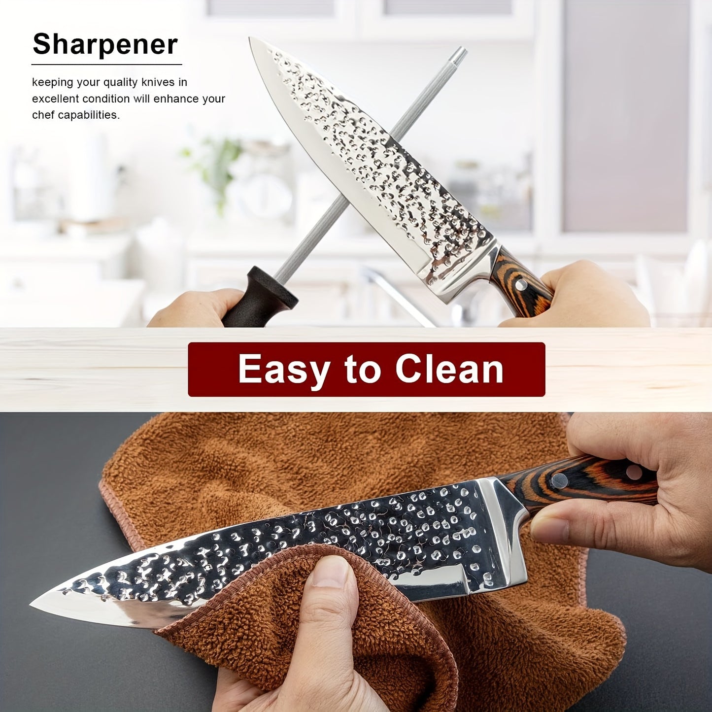 15-Piece Self Sharpening Knife Set With Block Wooden