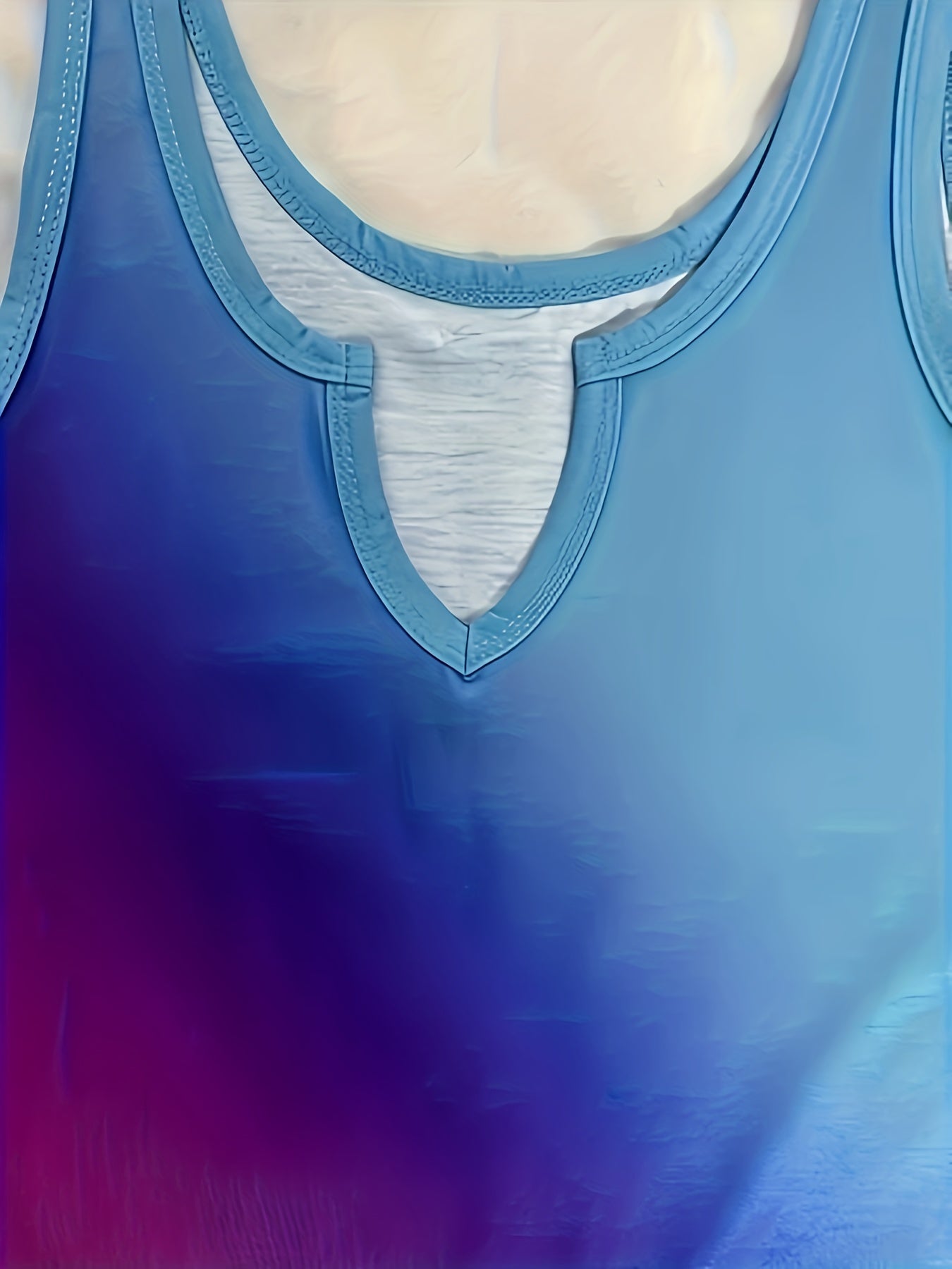 Vibrant Ombre Notched Neck Tank Top for Spring and Summer Wear