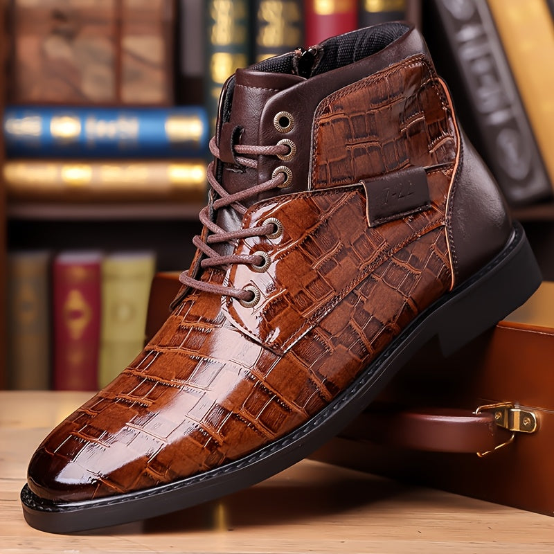 Men's Business Formal Boots With Side Zipper For All Seasons