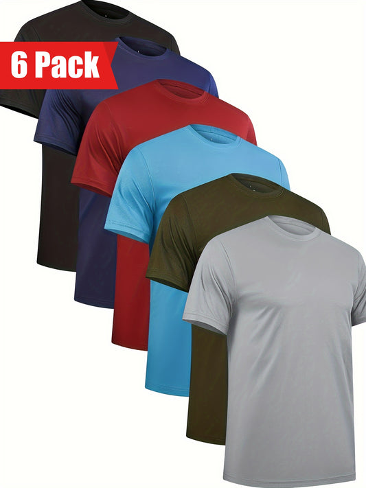 6 Pack Quick Dry Crew Neck Short Sleeve Workout Shirts
