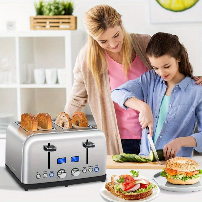 Stainless Toaster 2 or 4 Slice with LCD Display and 6 Shade Settings
