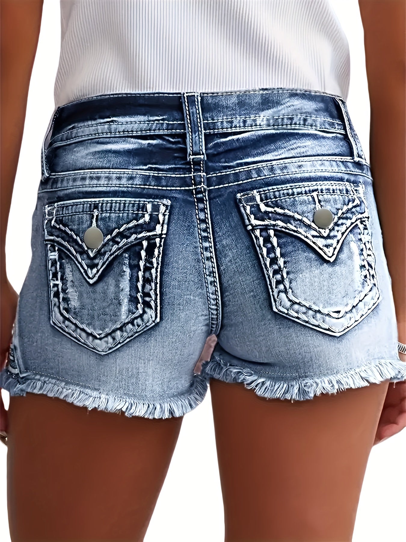 Chic Women's Stretch Denim Shorts with Ripped Detail
