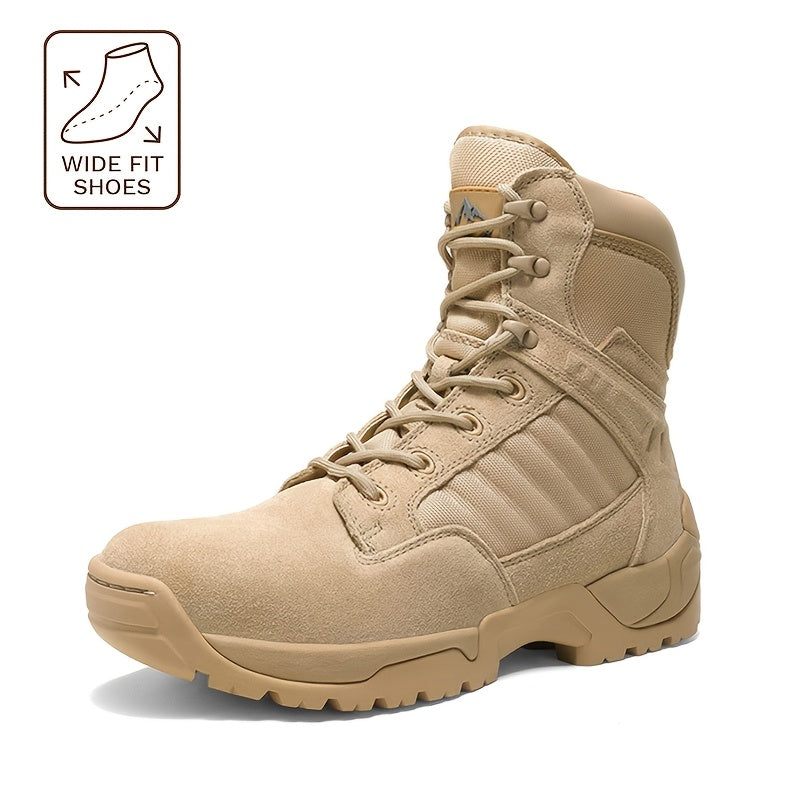 Men's Wide Tactical Work Boots Side Zipper Ankle Support