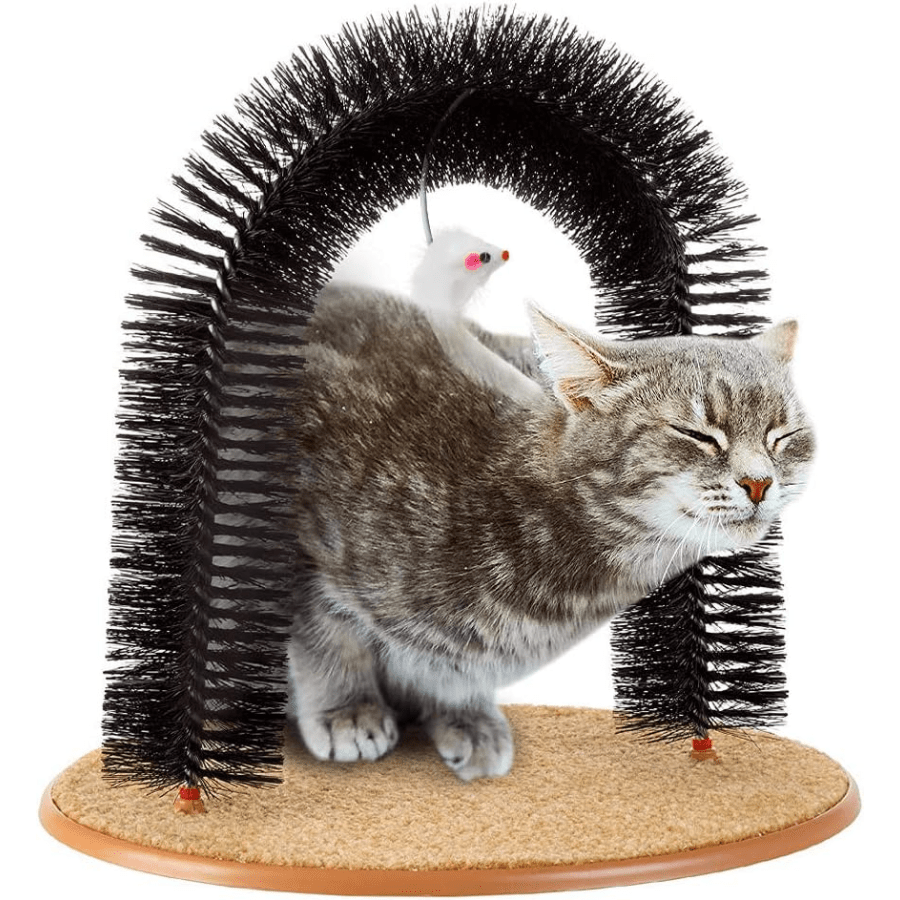 1 Set Cat Scratcher and Self Groomer Arch with Hair Brush and Kitten Toy for Indoor Cats