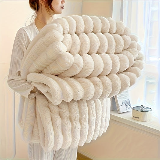Extra Large Blanket 90 In * 78 In Thickened Soft Faux Rabbit Hair