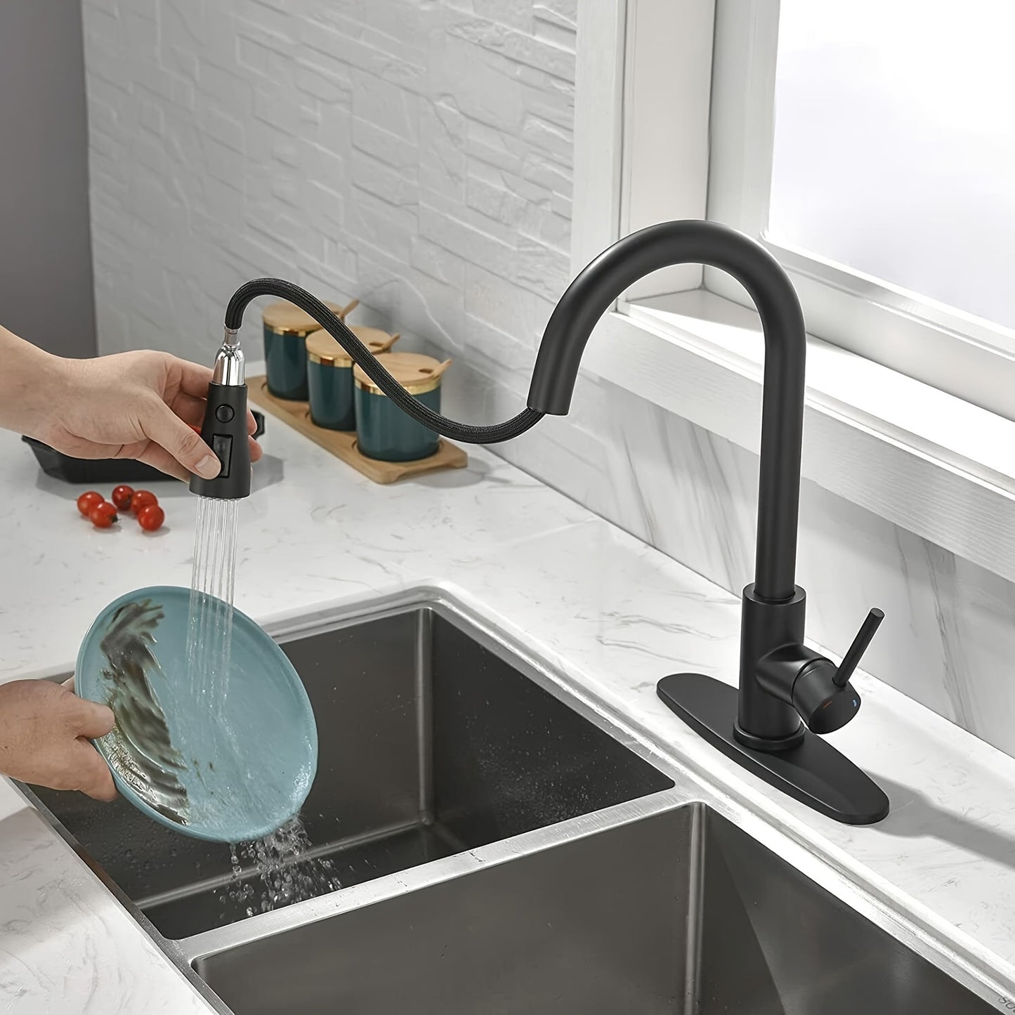 High-Arc Kitchen Faucet with Pull-Down Spray Easy Install