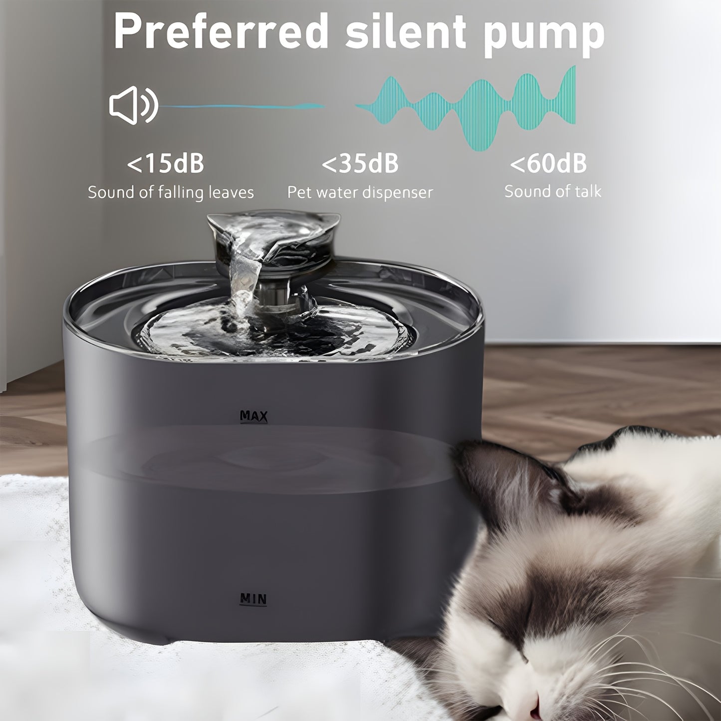Automatic Pet Water Fountain Large 77.43 Oz Capacity Dispenser