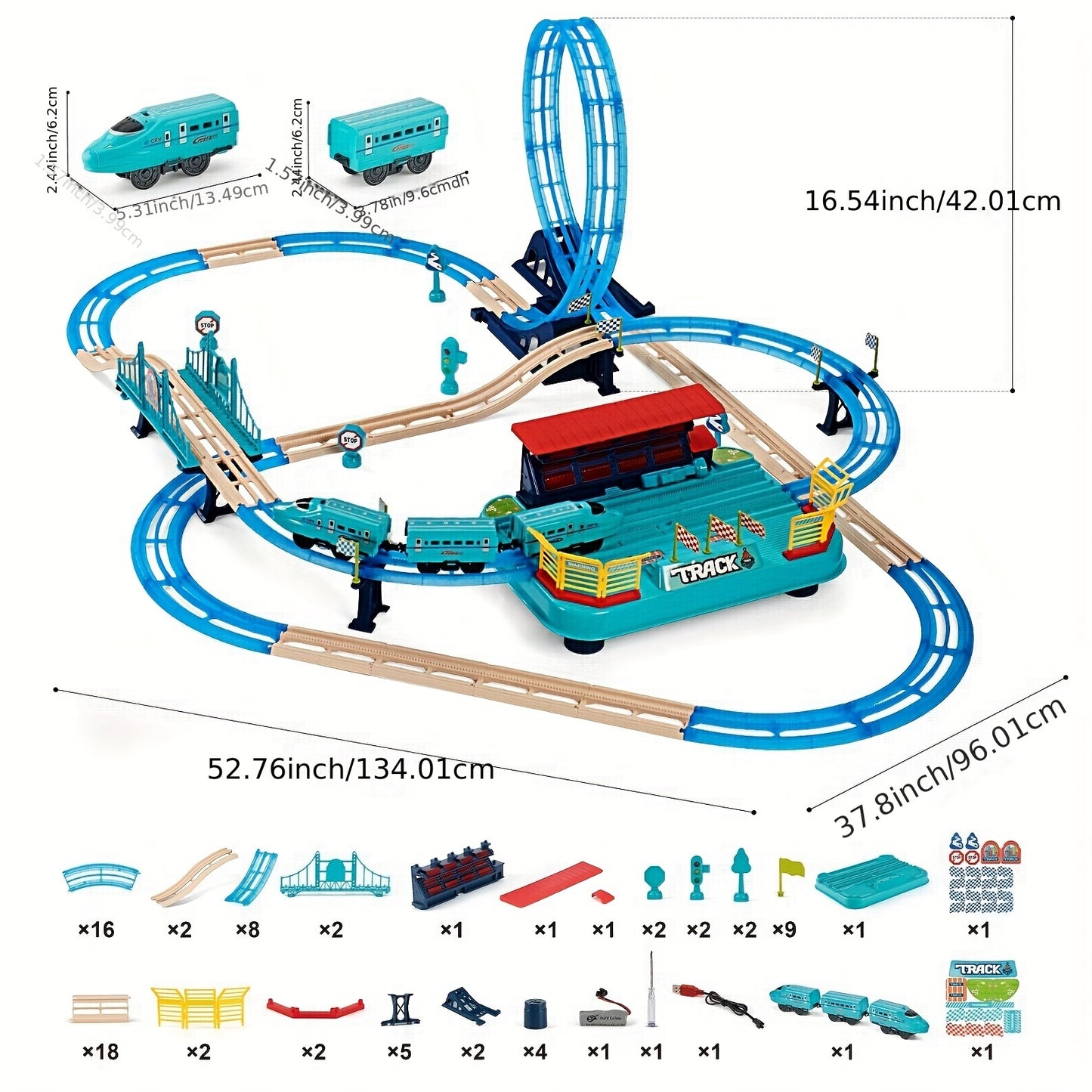 360 Degree Transformable Electric Train Set DIY Train Track Set Intercity Train Toys Track Head Passenger Car Rechargeable Lights And Sounds Birthday Gift for Boys And Girls Easter Gifts