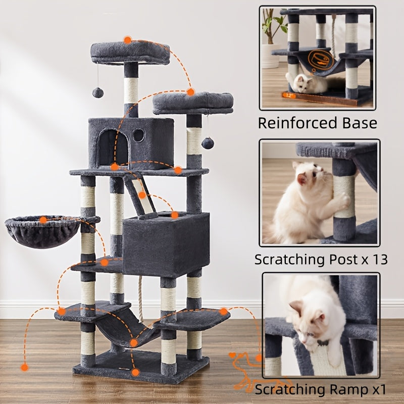 Feandrea Cat Tree 44/66.1in Large Plush Condo for Cats