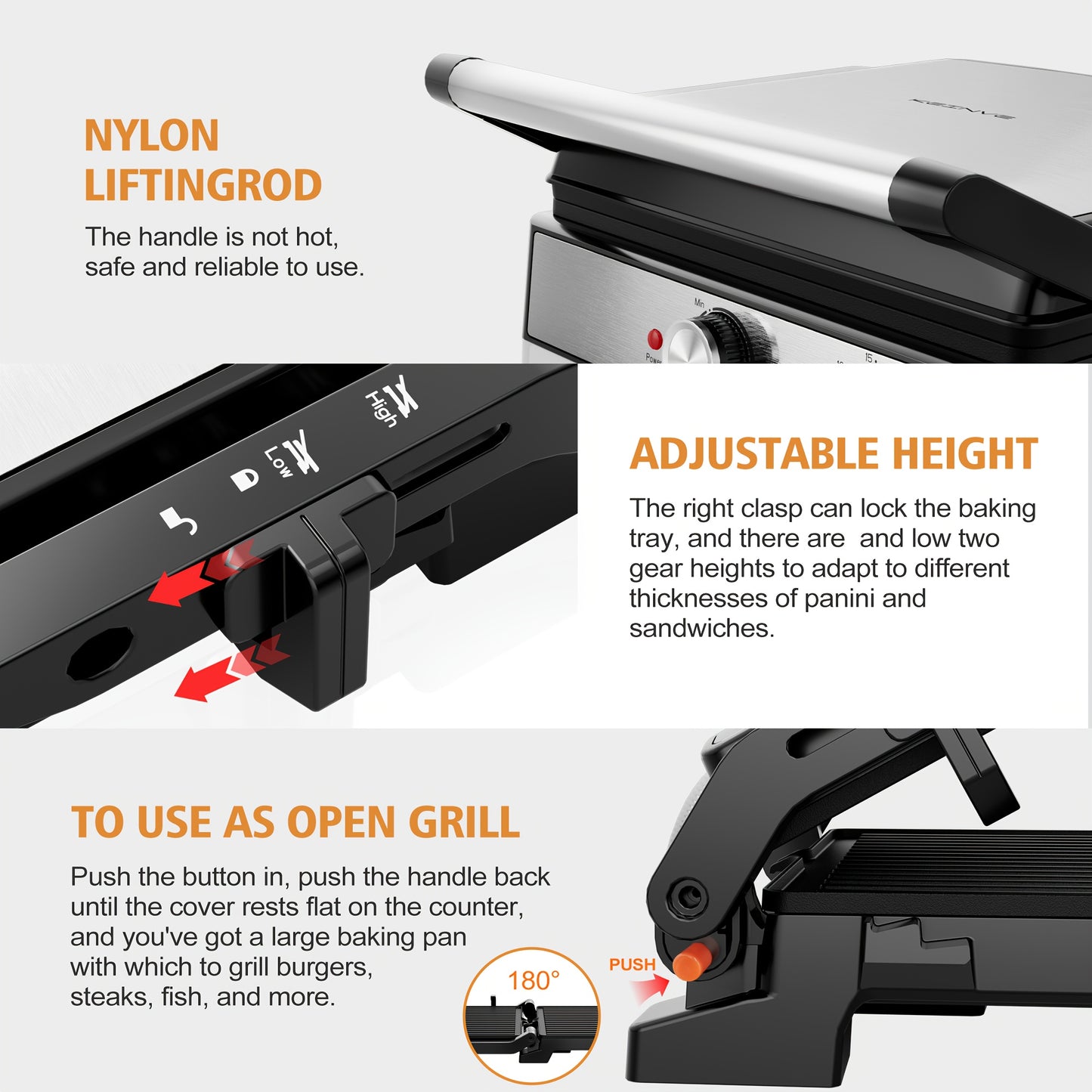 3-in-1 Panini Press - 4-Slice Grill Sandwich Maker