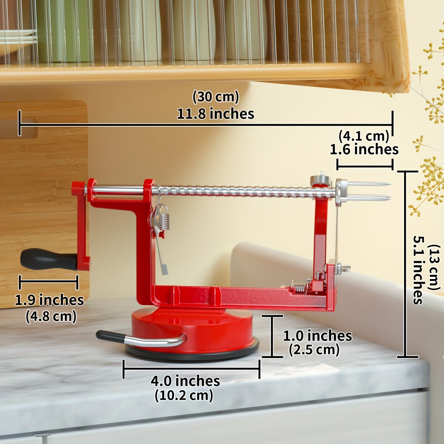 Fruit Peeler Slicer Corer 3 In 1 Heavy Duty Apple Peeler Mahogany