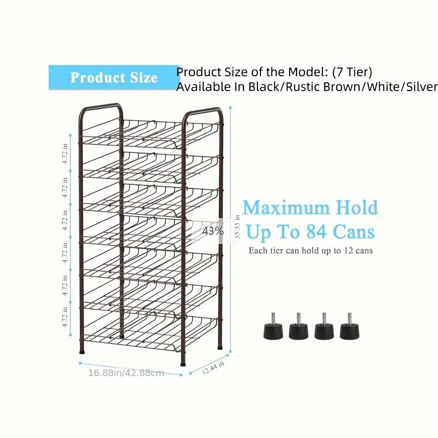 Large Capacity Metal Wire Can Holder With Adjustable Dividers