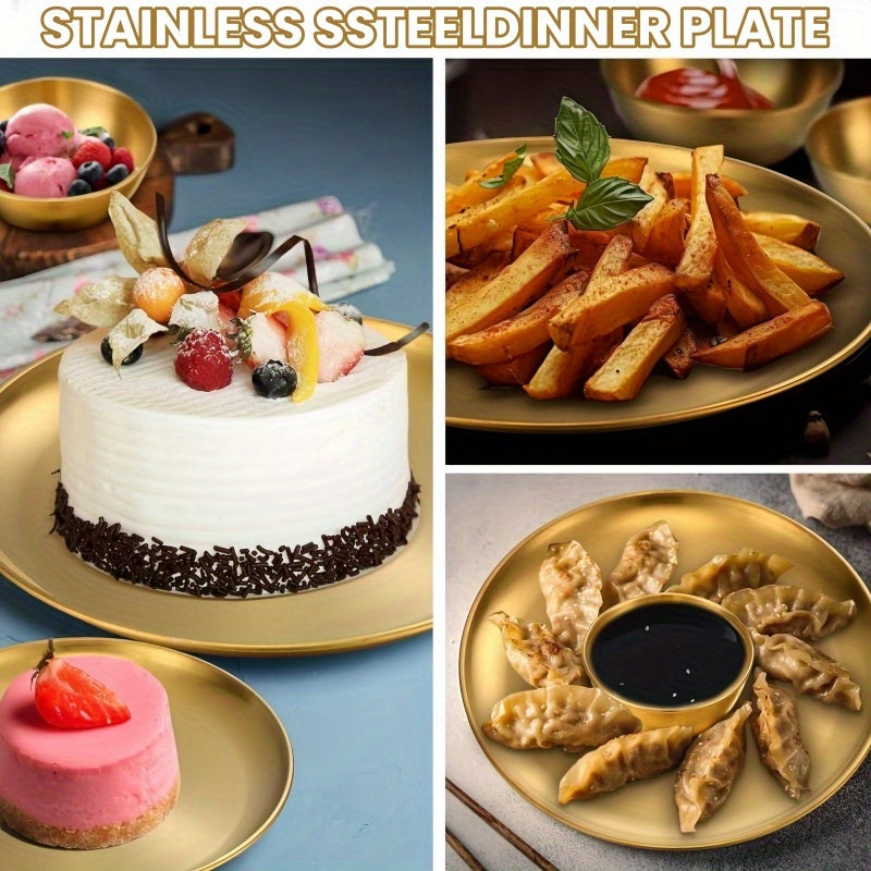 Golden Stainless Steel Dinnerware 18pcs Set for BBQ Picnic
