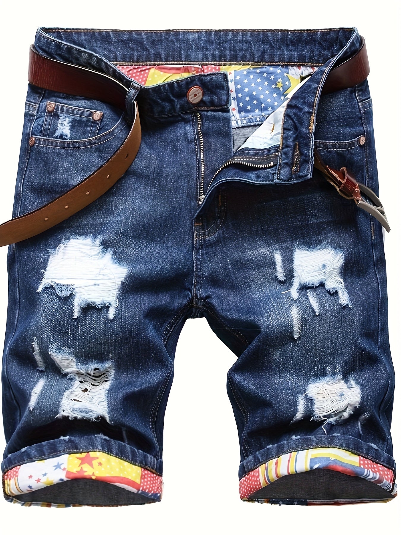 Kevoom Men's Light Blue Washed Gradient Denim Shorts Summer Casual Slim Fit Outdoor Sports and Trendy Daily Outfits