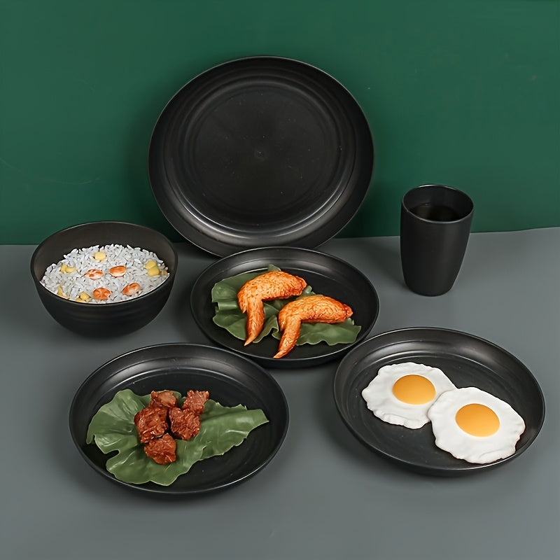 Shatterproof Tableware 16pcs Set Indestructible Black Set