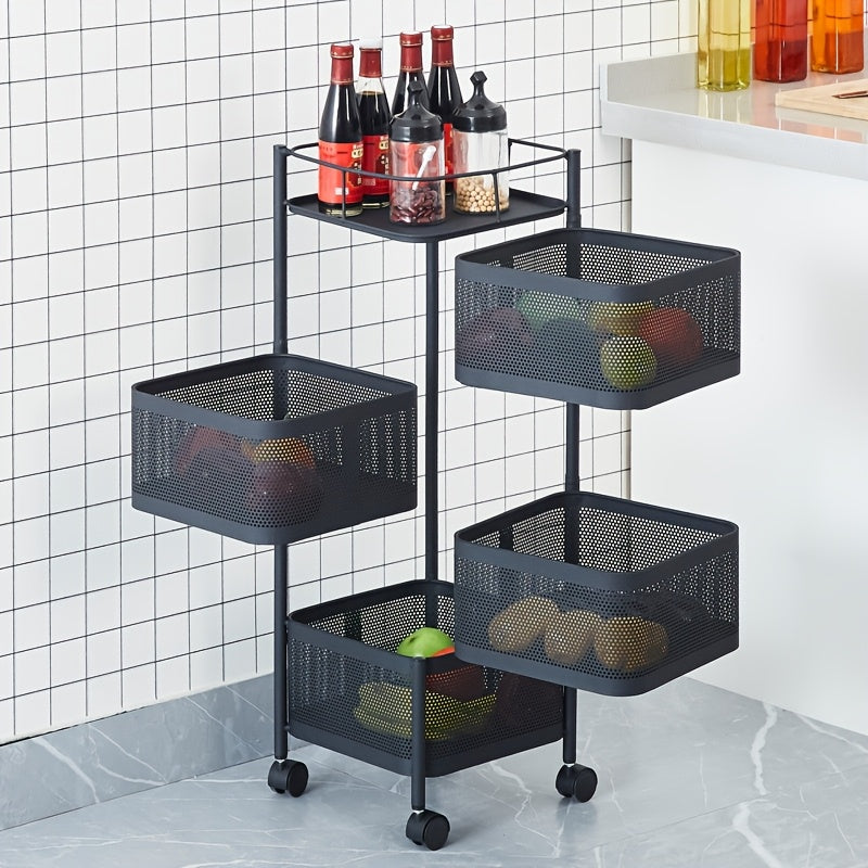 [Rotating Storage Rack] Metal Basket Organizer with Wheels