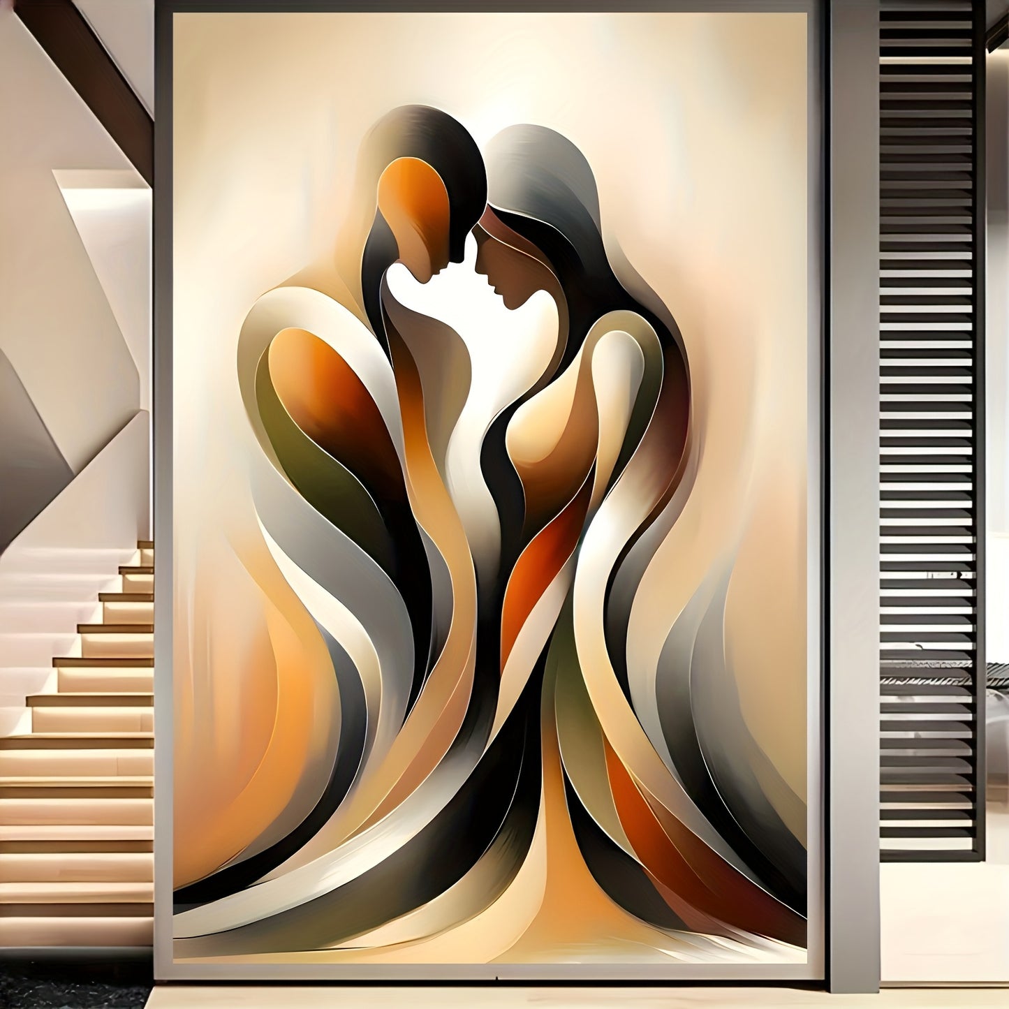 2D Flat Modern Abstract Love Canvas Wall Art Embraces for Living Room Bedroom Office Decor Perfect Gift Holiday Easter Spring