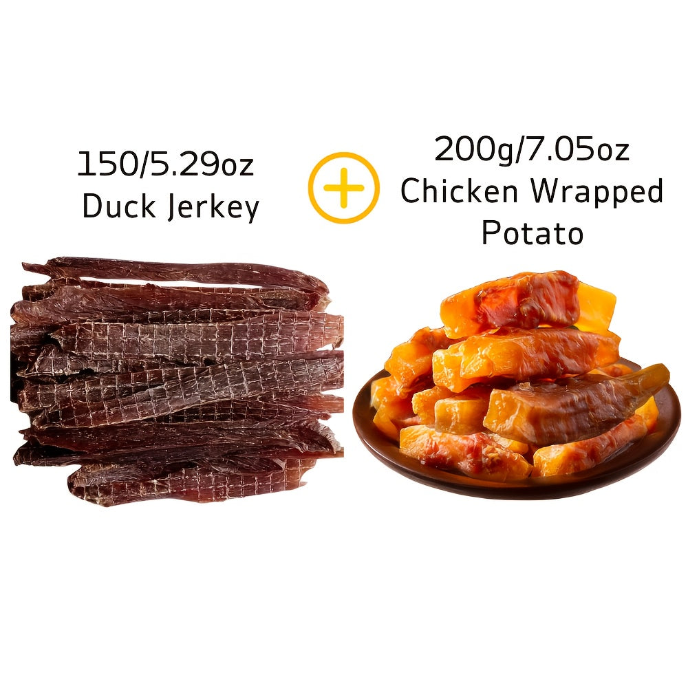 14.11oz 400g Mixed Flavor Series Dog Jerky Chicken and Duck Milk Chewy Treats High Protein Low Fat Long Lasting Durable Training Rewards for Small Medium and Large Dogs