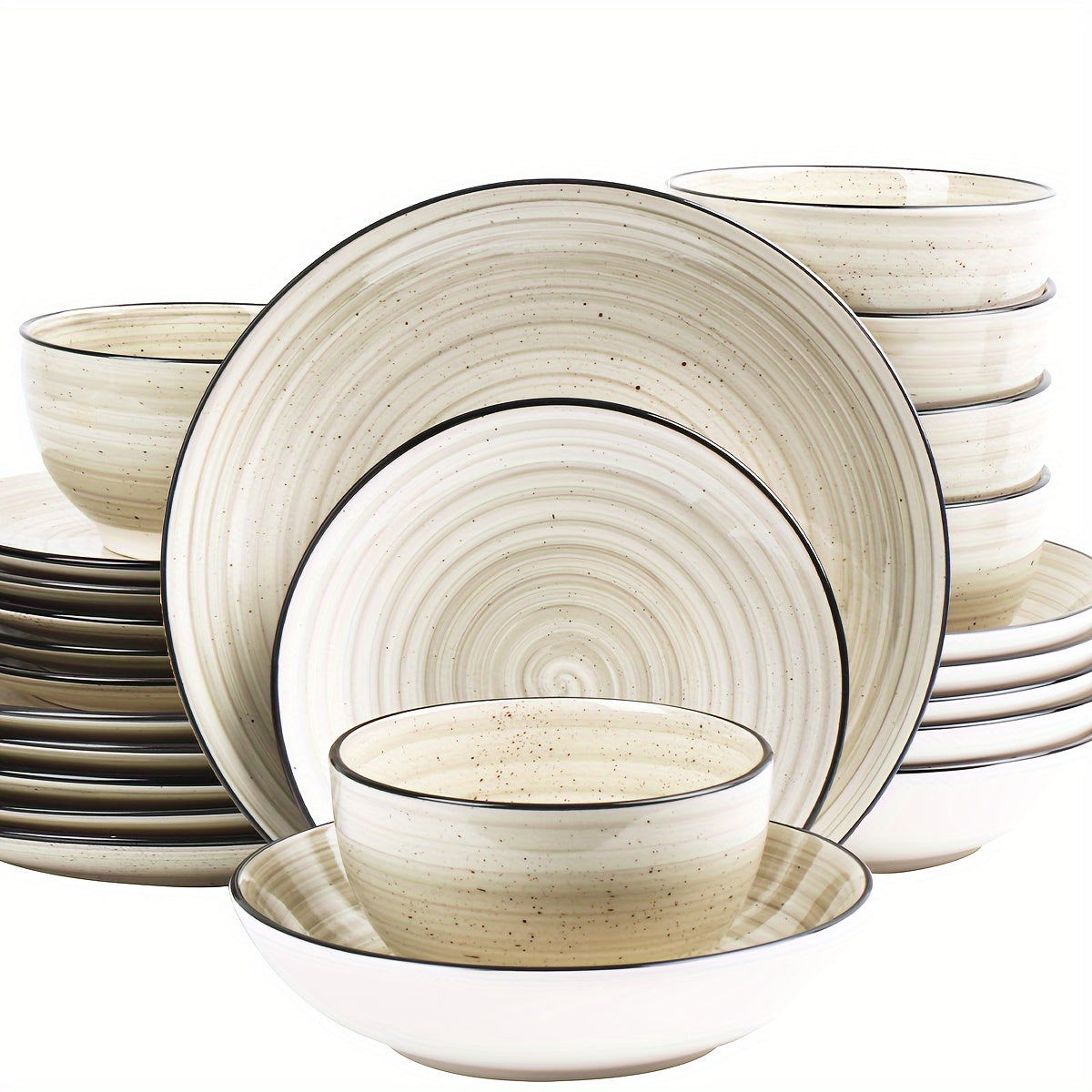 Zenora 24pcs Dinnerware Set Service For 6, Elegant Stoneware