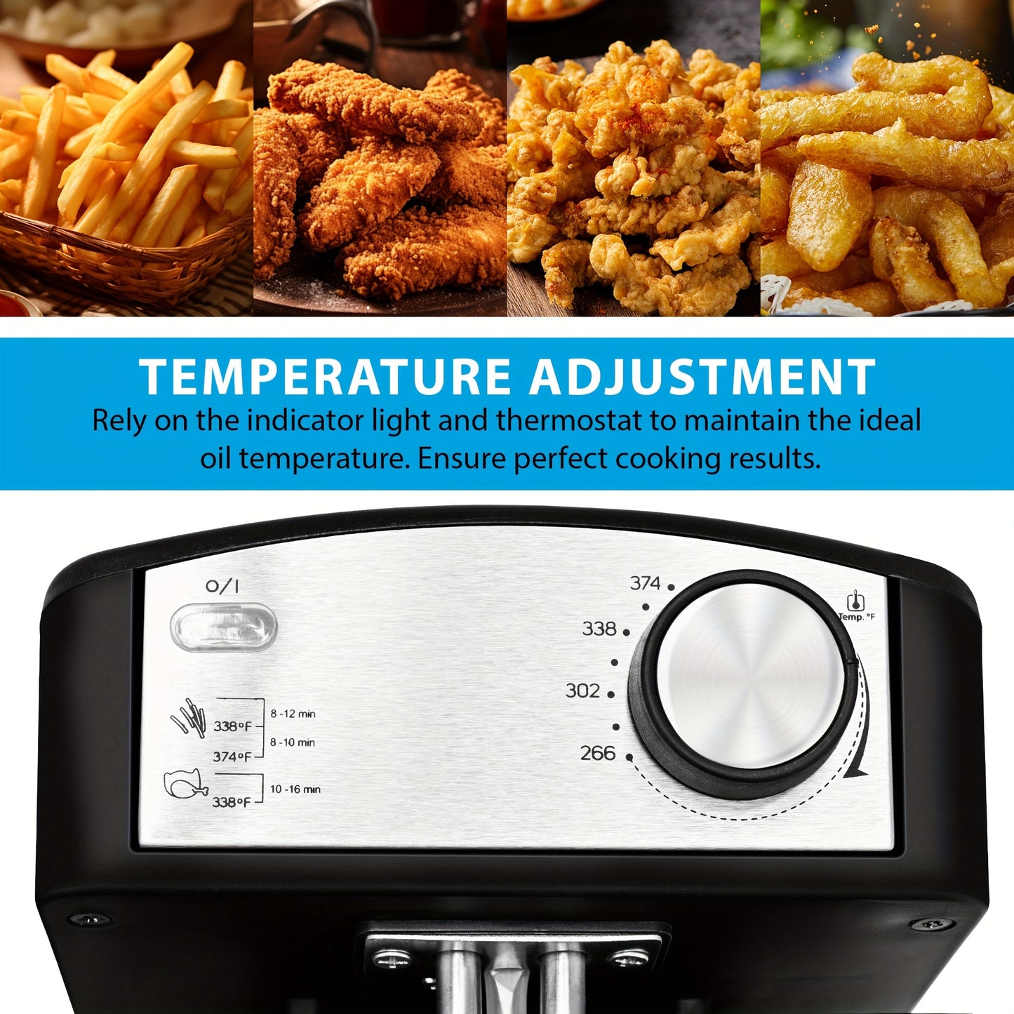 SUSTEAS Deep Fryer 1500W Electric Stainless Steel Design