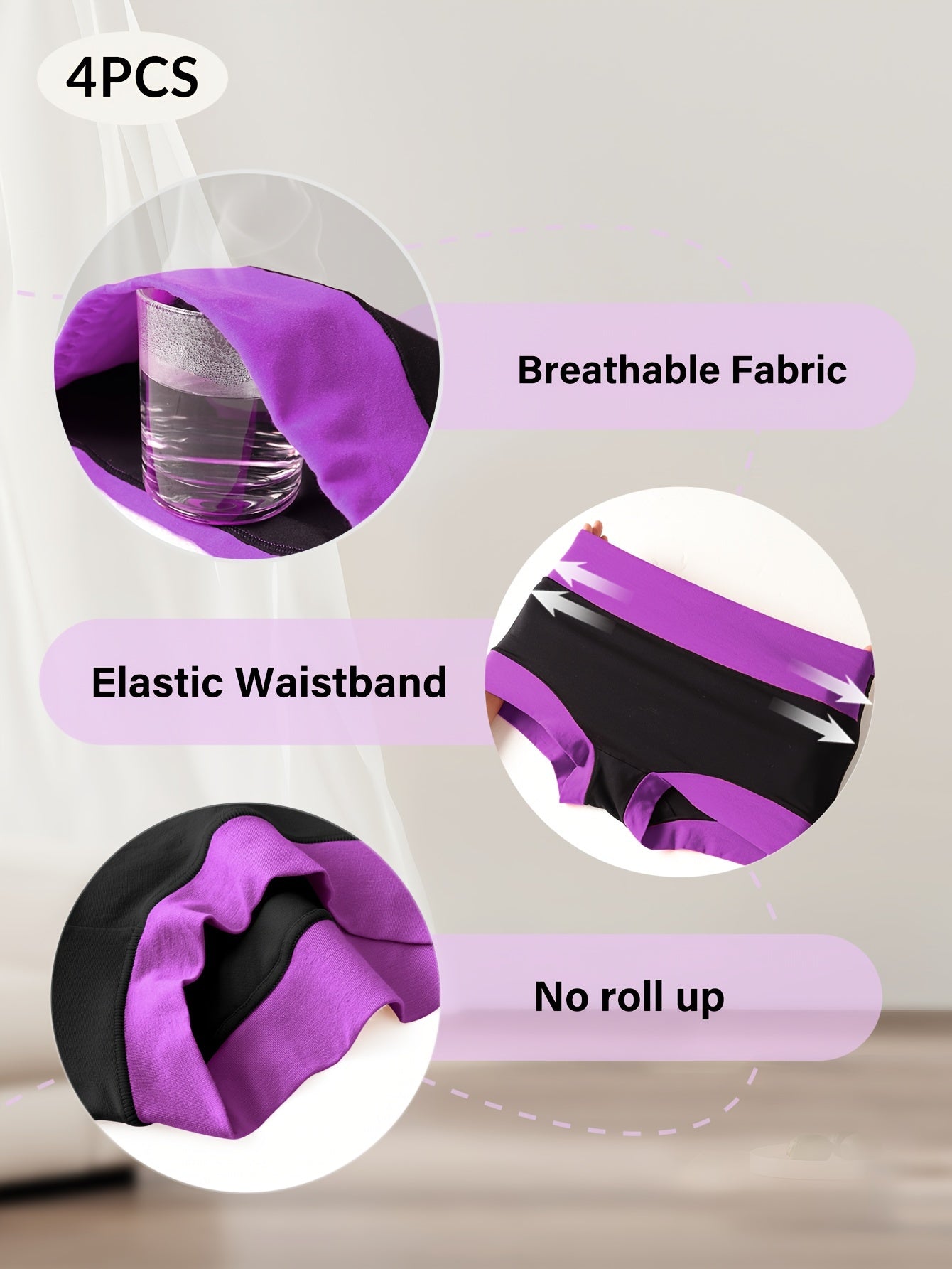 8pcs Soft Stretch Boxer Briefs for Women's Tummy Control