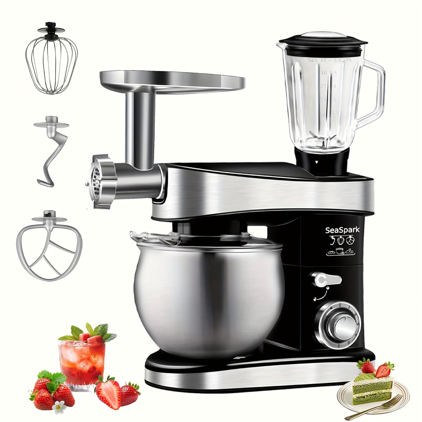 6-in-1 Electric Mixer with 6.3QT Bowl and Accessories