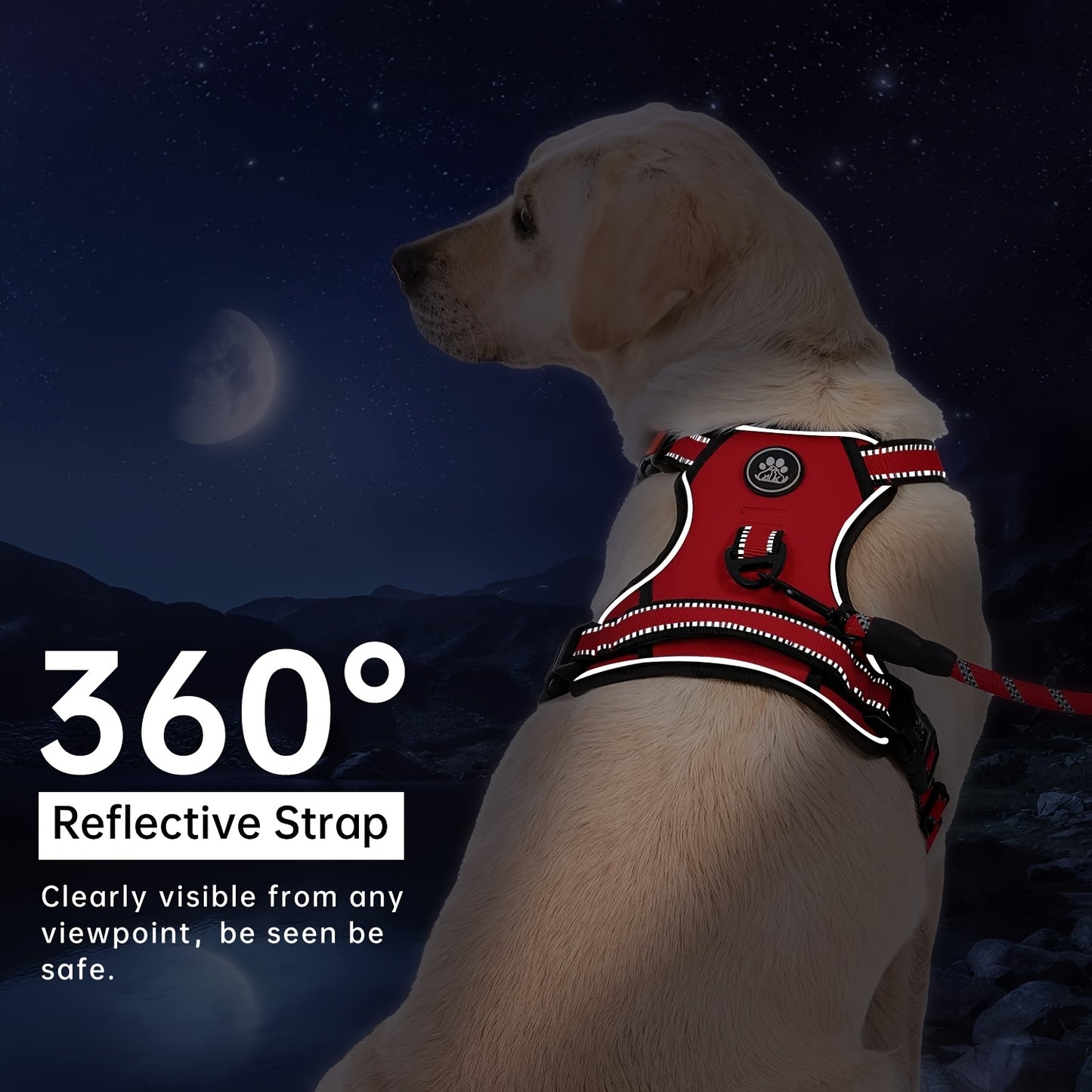 Fully Reflective No Pull Dog Harness Adjustable Breathable No Choke Pet Vest for Small and Large Dogs