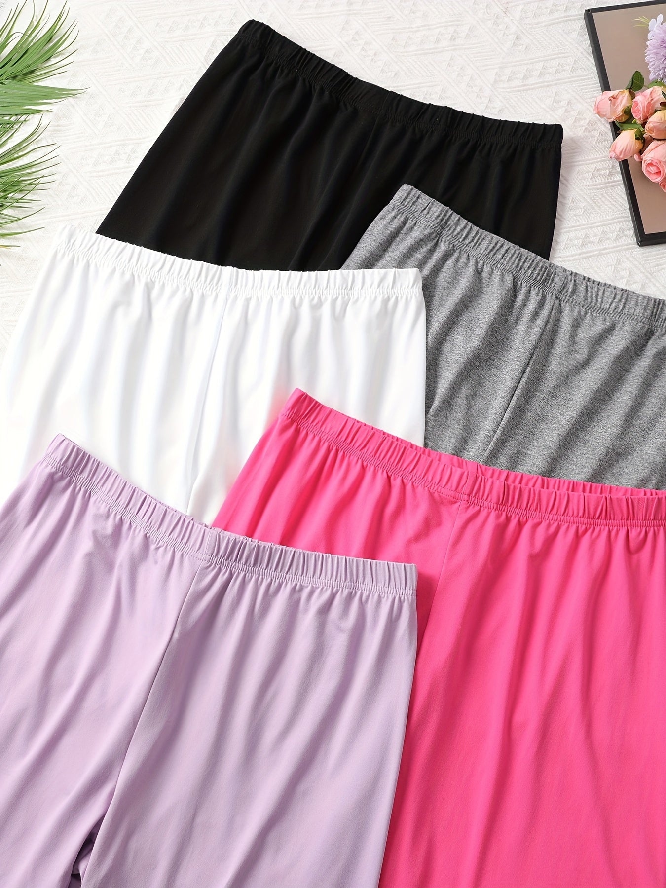 5pcs Women's Plus Casual Lounge Shorts Plus Size Home Wear