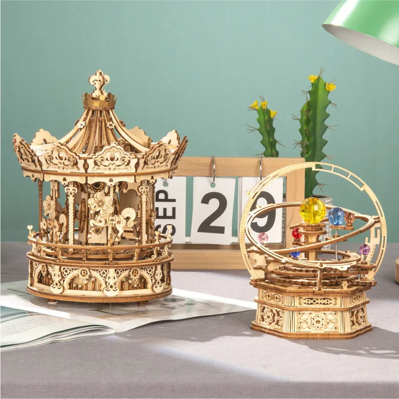Robotime 3D Wooden Puzzle 336pcs DIY Romantic Carousel Toy
