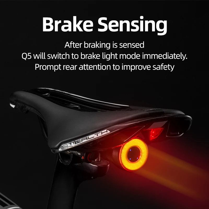 Bicycle Auto Brake Sensing Light Waterproof LED Charging Taillight Bike Rear Light Accessories