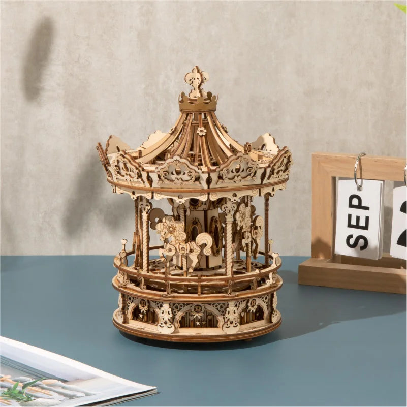 Robotime 3D Wooden Puzzle 336pcs DIY Romantic Carousel Toy
