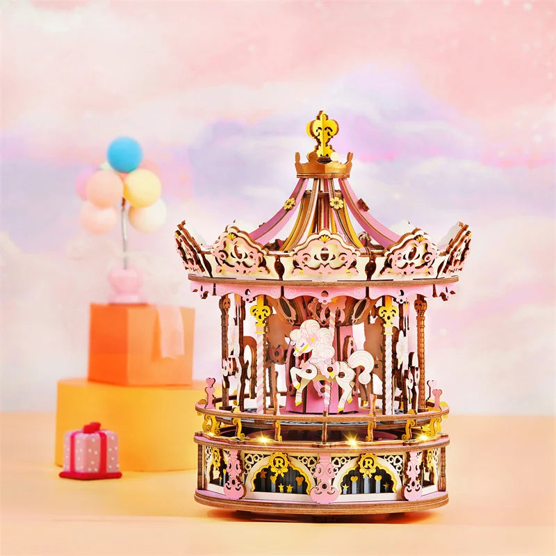 Robotime 3D Wooden Puzzle 336pcs DIY Romantic Carousel Toy