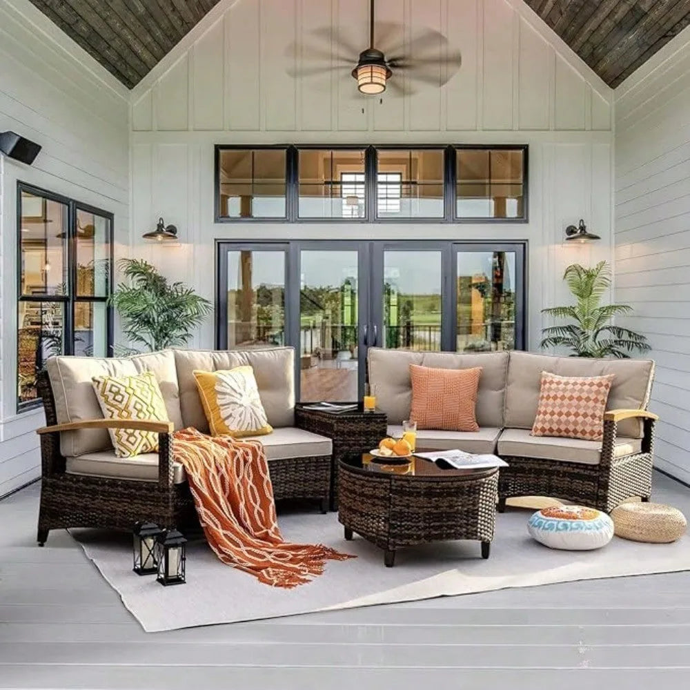 Patio Furniture Bistro Set with 4 Chairs and 2 Tables