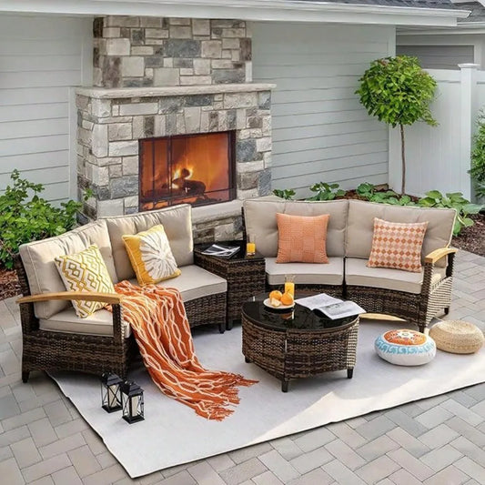 Patio Furniture Bistro Set with 4 Chairs and 2 Tables