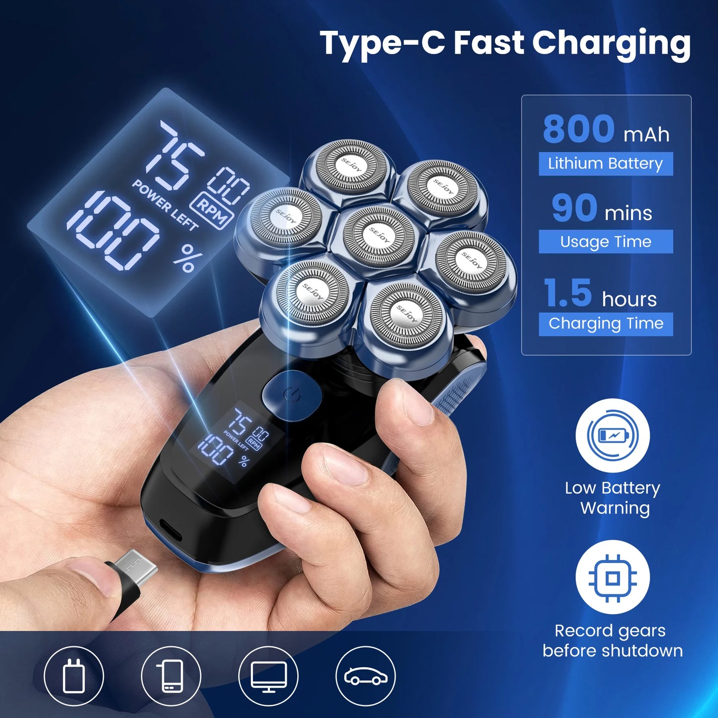 5 In 1 Electric Head Shaver For Bald Men Grooming Kit
