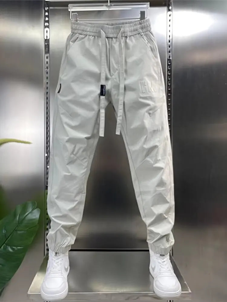 Casual Men's Summer Joggers Trousers Big Size Korean Style Elastic Waist Ankle-Length Workout Pants