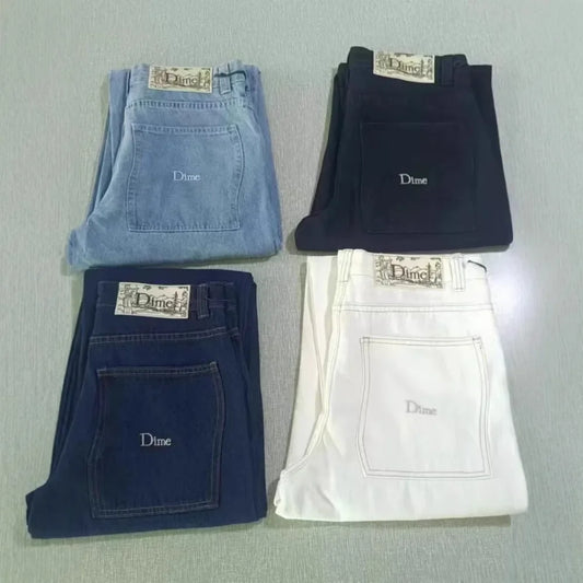 Straight Cotton Loose Embroidered Denim Shorts Men's Retro Y2k