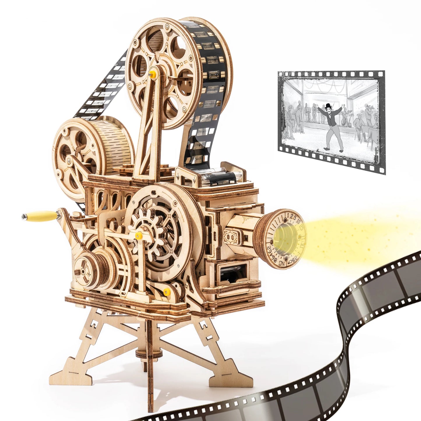 Robotime ROKR Hand Crank Projector Vitascope 3D Wooden Puzzle