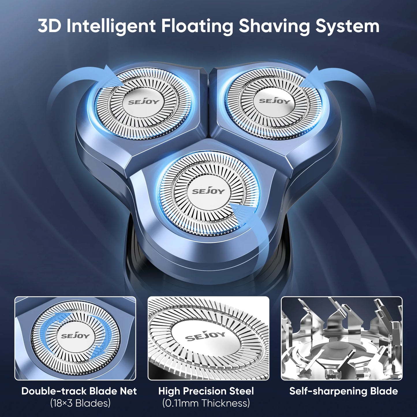 SEJOY Rotary Electric Shaver Kit Rechargeable Multi-function Beard Trimmer