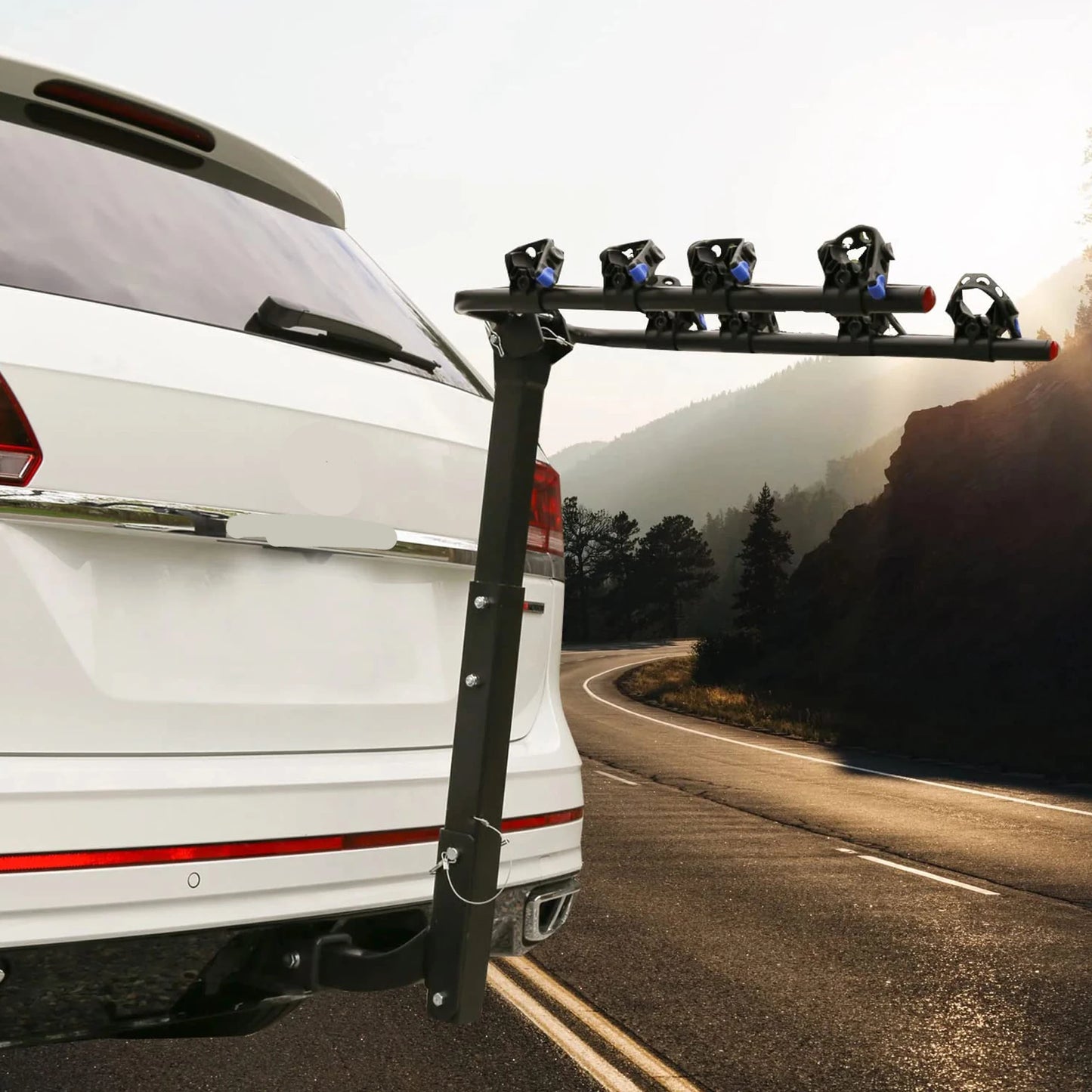 Bike Hitch Mount Foldable Rack ,Steel Car Rack for SUV, Bike Car Racks with Hitch Tightener, Straps