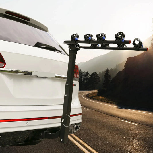 Bike Hitch Mount Foldable Rack ,Steel Car Rack for SUV, Bike Car Racks with Hitch Tightener, Straps