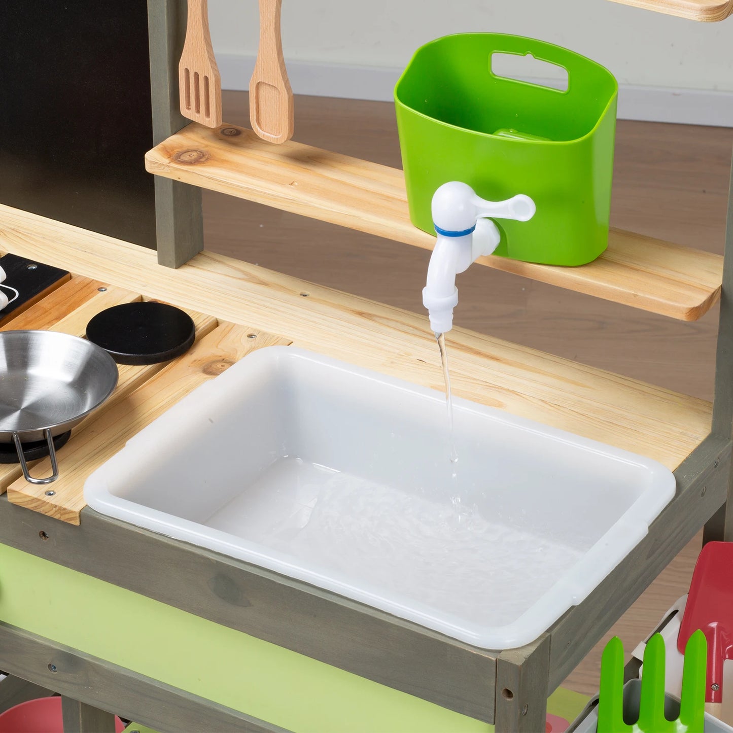 Mud Kitchen Playset for Kids, Deluxe Wooden Toy Set