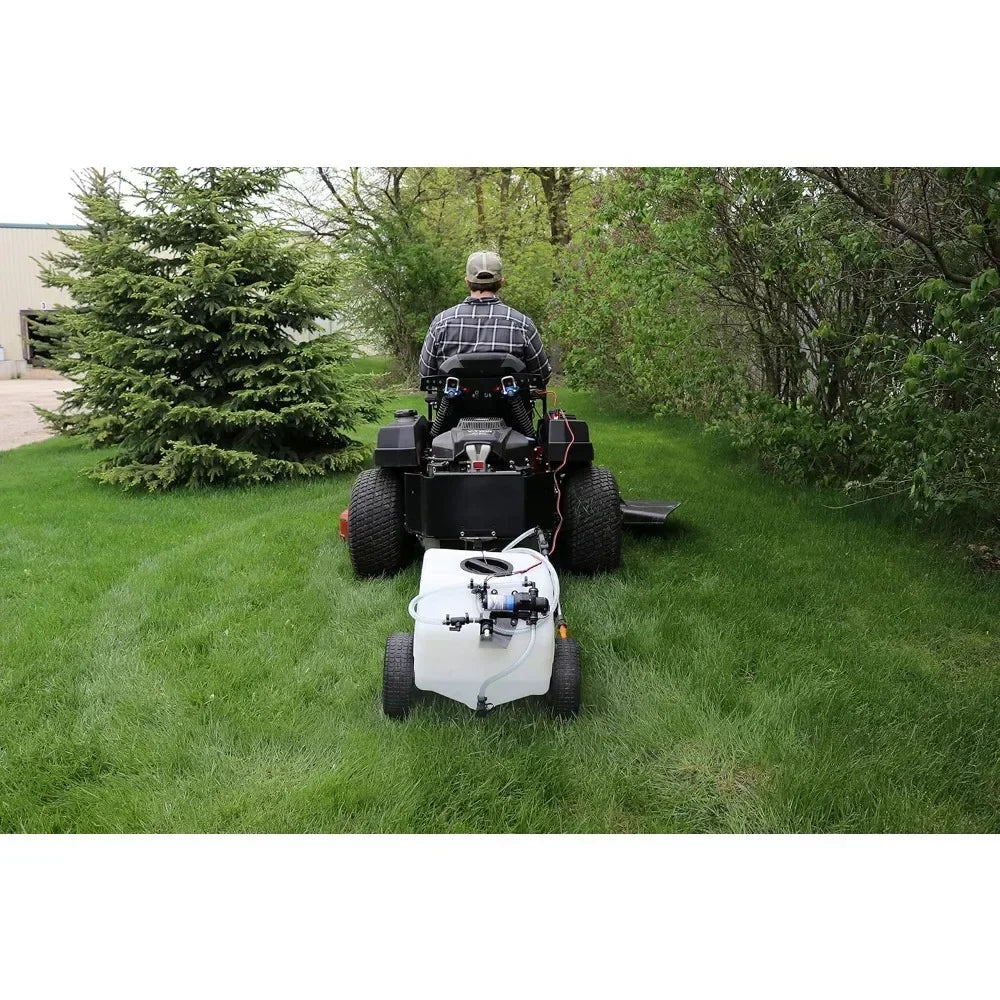 12 Gallon Trailer Spray with Wheels for Irrigation of Large Lawns and Small Gardens, Chemical Spray