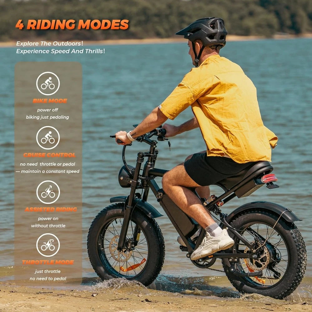Electric Bike for Adults,20”x 4”Fat Tire Peak1500W Motor,7 Speed Electric Motorcycle Bicycle